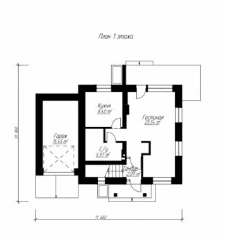 Компактный коттедж с гаражом